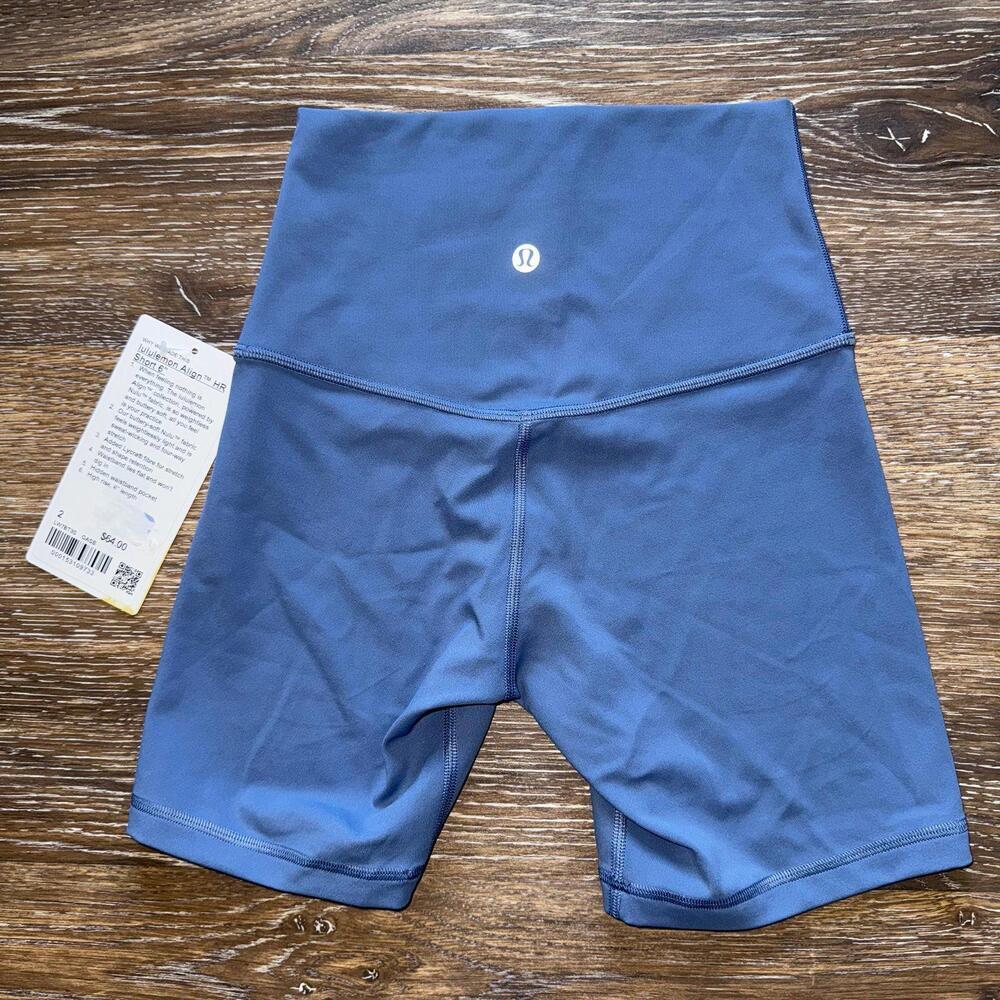 Lululemon Align Biker Short High Rise 6” Oasis Blue Size 2 NWT